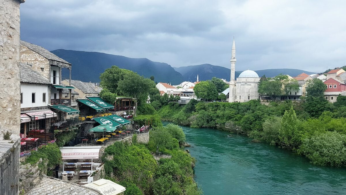 views from the bridge in mostar